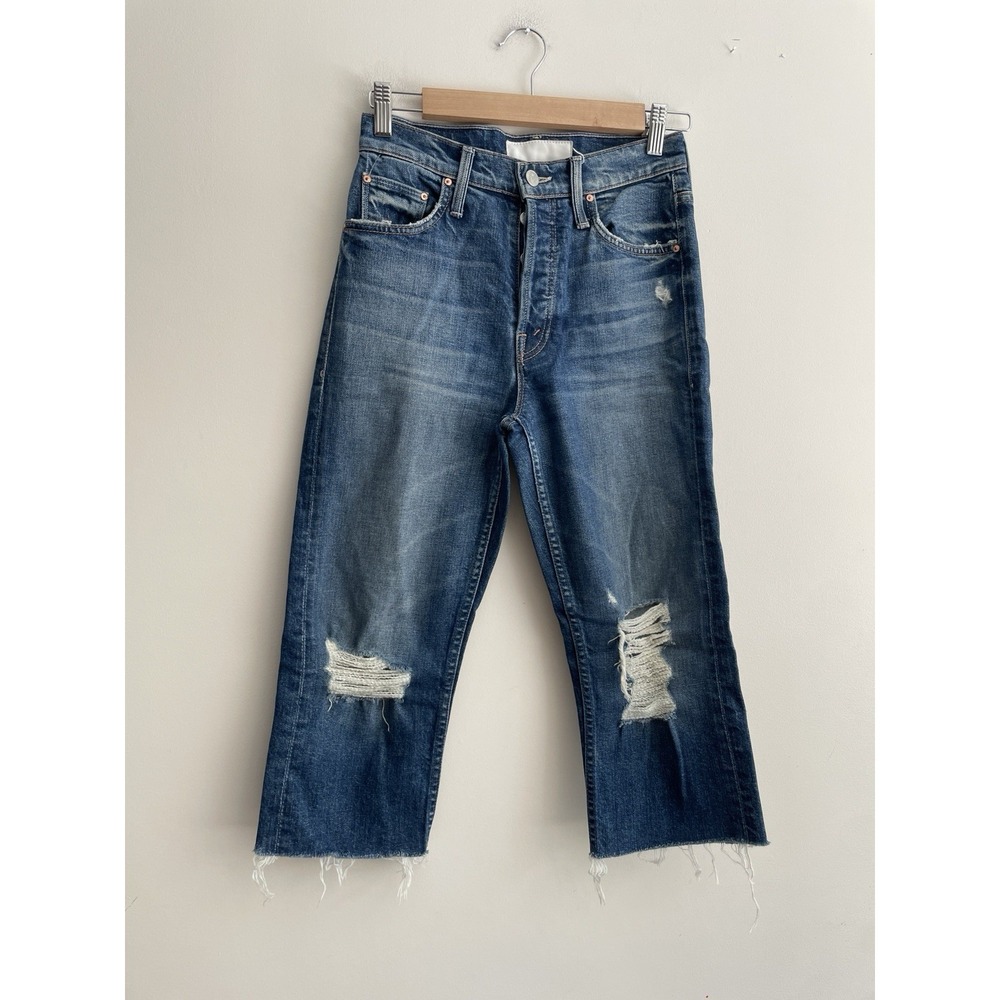 Mother Superior The Tomcat Knickers Jeans Women Size 24 Cropped Distressed‎ Rips
